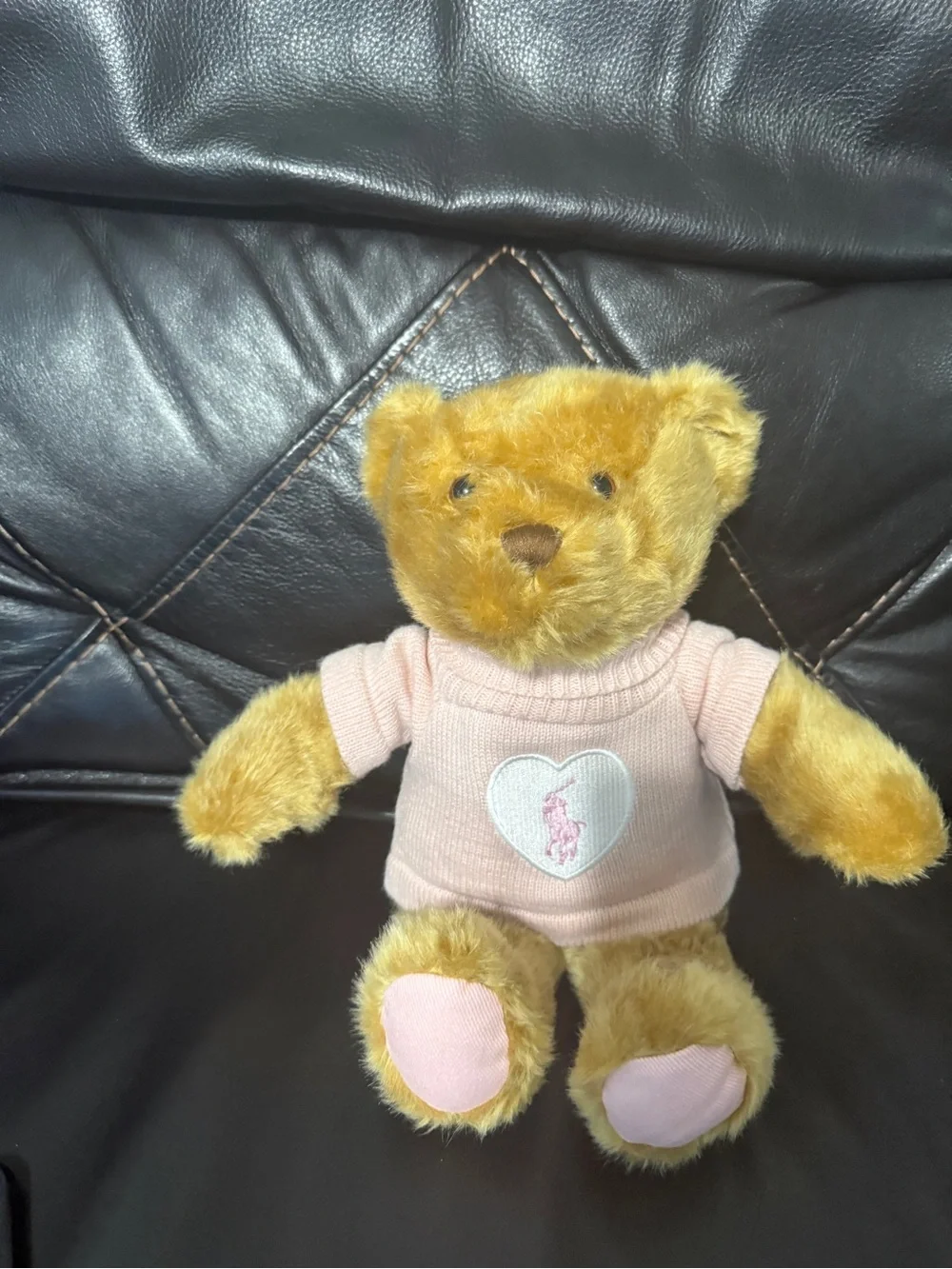 Ralph Lauren Pink Heart Knit Teddy Sweater